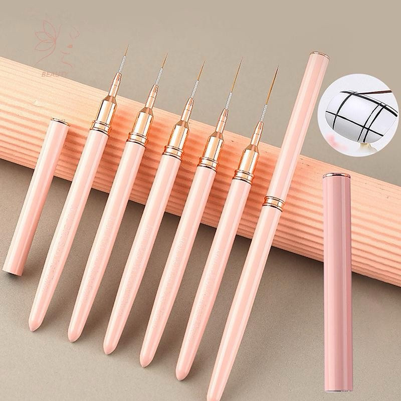 ชุดแปรงซับเล็บ 5 ชิ้น UV เล็บเจลชุด French Stripe Line ภาพวาดวาดดอกไม้ปากกาเครื่องมือทําเล็บมืออาชีพ