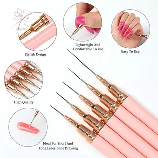 ชุดแปรงซับเล็บ 5 ชิ้น UV เล็บเจลชุด French Stripe Line ภาพวาดวาดดอกไม้ปากกาเครื่องมือทําเล็บมืออาชีพ {TH}