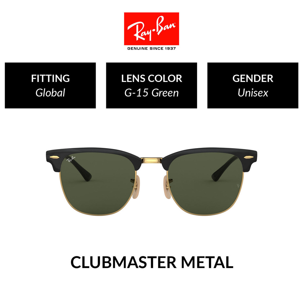 RAY-BAN CLUBMASTER METAL  - RB3716 187 Size 51 แว่นกันแดด