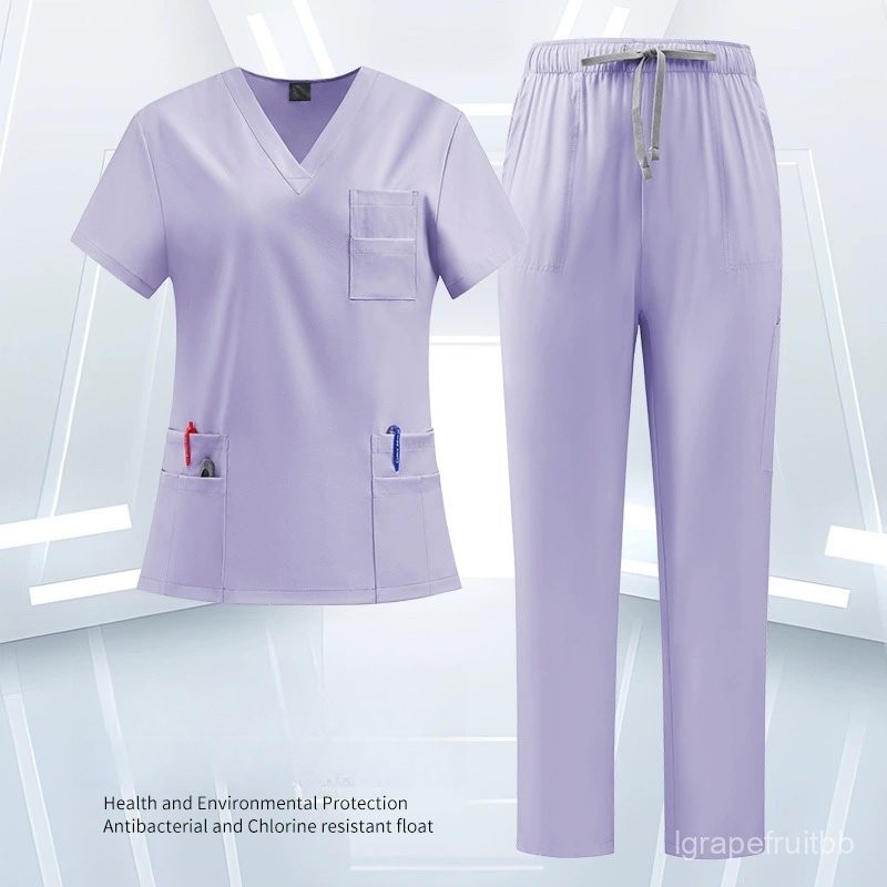 ☑ขายดีมาก คอวีชุดพยาบาล ชุดปฏิบัติการภายใน ชุดอาชีพ 1Set Working Nursingชุดโออาร์ ห้องผ่าตัด ห้องคลอด 10สี ขนาดS-2XL