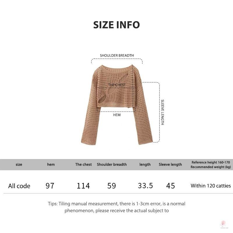 ท็อปส์ฮอลโลว์สำหรับผู้หญิง Summer Suspender Outer Blouse หลวมการป้องกันแสงแดดแขนยาว VIDO - รูปที่ 2