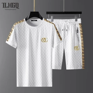 TLHGQ ผู้ชายฤดูร้อนใหม่ระดับไฮเอนด์หลวมทุกการแข่งขันชุดลําลอง