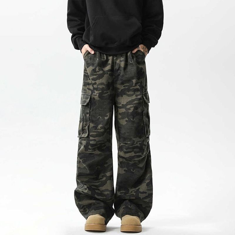 TLHGQ กางเกงคาร์โก้ลายพรางสําหรับผู้ชายมีกระเป๋าหลายช่องสําหรับกีฬาฤดูใบไม้ร่วง - รูปที่ 3
