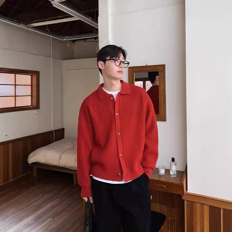 SEACHENIC หนาเสื้อกันหนาวแจ็คเก็ตผู้ชายสีทึบหลวมหล่อขี้เกียจลมถัก - รูปที่ 4