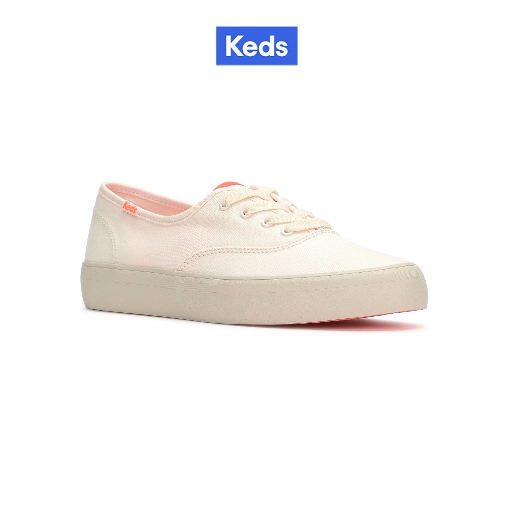 KEDS รองเท้าผ้าใบ แบบผูกเชือก รุ่น KEDS CHAMPION GENDER CANVAS POP OUTSOLE สีขาว/ สีส้ม ( KW-CHGN-3-110 )