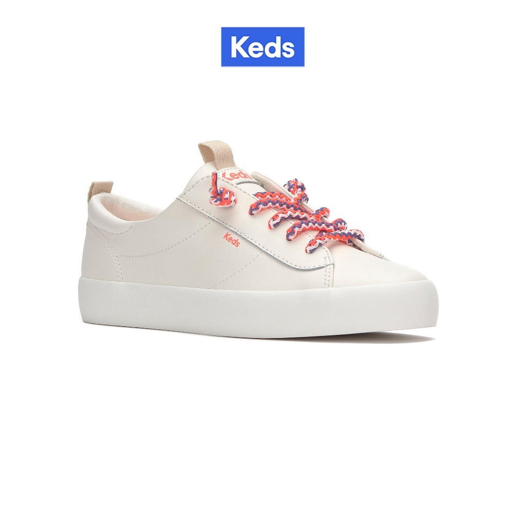 KEDS รองเท้าผ้าใบ แบบผูกเชือก รุ่น KICKBACK LEATHER ROUND LACES สีขาว ( KW-KICKBK-8A-110 )