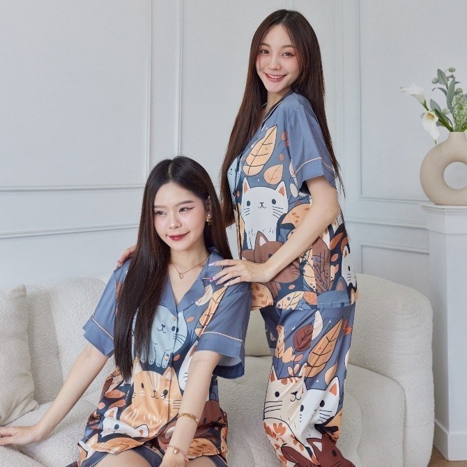 Muslin Pajamas Collection Muslin Pet รุ่น Pewter Kitten (N2001 T2001 K2001 L2001) | ชุดนอนผู้หญิง