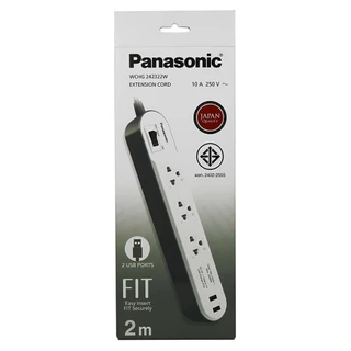 PANASONIC รางปลั๊กไฟ 3ช่อง 1สวิตซ์ 2USB 2 ม. สีขาว จัดส่งโดย HomePro