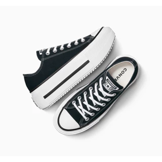 CONVERSE รองเท้าผ้าใบ เสริมส้น น้ำหนักเบานุ่มสบาย CTAS LIFT DOUBLE STACK OX BLACK UNISEX A15490CU_U5BKXX