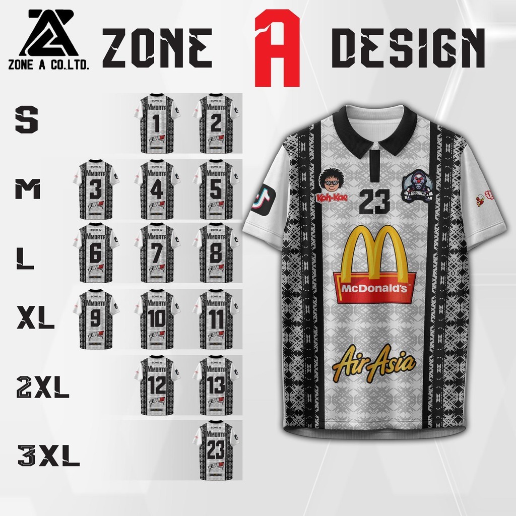 เสื้อกีฬาพิมพ์ลาย Zone A รุ่นอมตะ IMMORTAL เสื้อบอลพิมพ์ลาย มีเบอร์ เลือกเบอร์ได้