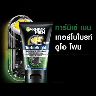 การ์นิเย่ เมน เทอร์โบ ไบรท์ ซูเปอร์ดูโอ โฟม 100 มล.x2 GARNIER MEN (โฟมผู้ชาย , โฟมล้างหน้า)