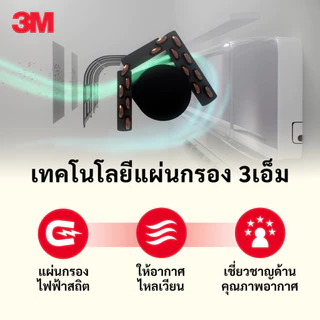 3M™ แผ่นกรองสิ่งแปลกปลอมในอากาศ สำหรับใส่เครื่องปรับอากาศ, ดักจับสารก่อภูมิแพ้และ PM 2.5, รุ่น 9808