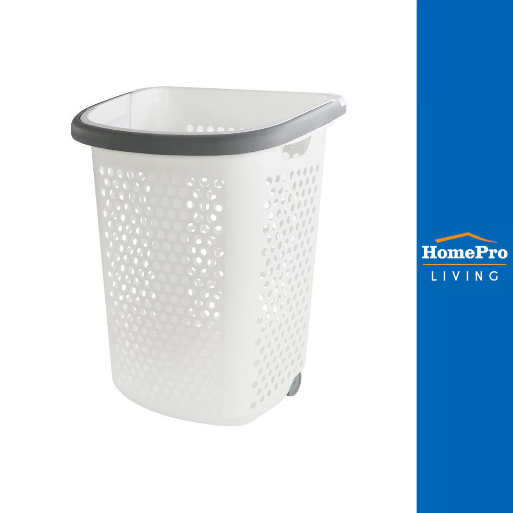 HomePro ตะกร้าผ้าล้อลาก  BK-137-3 สีขาว/เทา แบรนด์ PLIM ตะกร้า ใส่ เสื้อ ผ้า