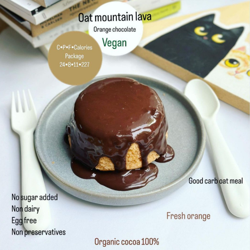 Heaven8: Oat mountain cake lava เค้กข้าวโอ๊ต เค้กลาวาเฮลตี้ ไฟเบอร์สูง ไม่มีน้ำตาล เนย นมวัว Heaven 8 Phuket
