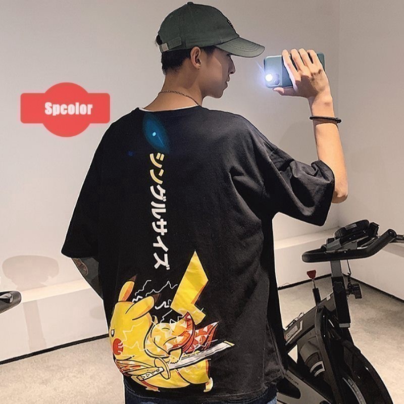 [พร้อมจัดส่งค่ะ]  Pokemonเสื้อยืด 2025 oversize pikachu T-shirt ผ้าCOTTON100% ยืดเปล่า คอลูกเรือ ultrasoft