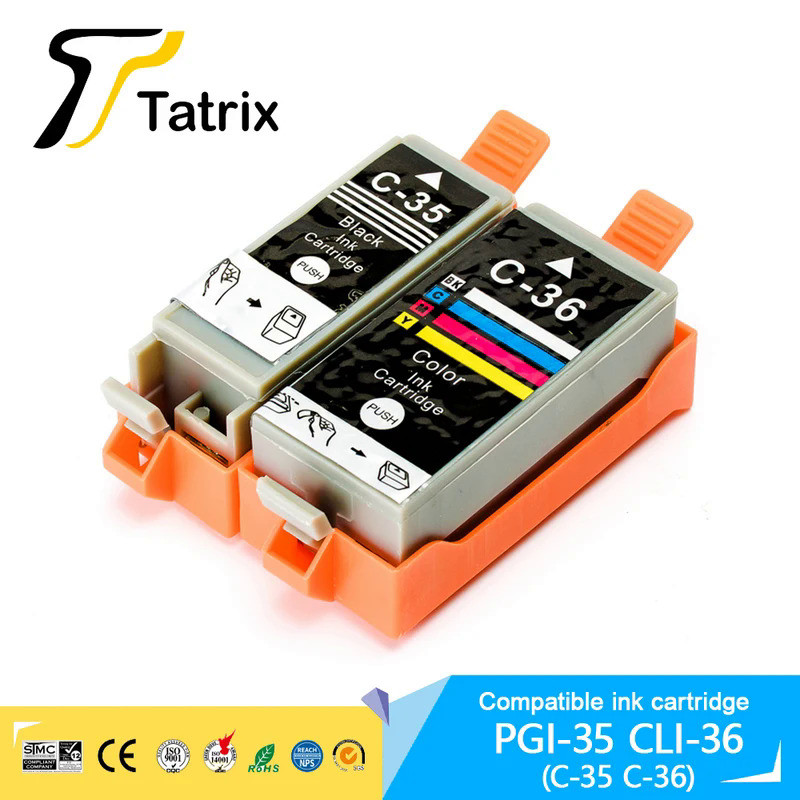 คุณภาพสูง Canon 35 36 CompatibleInk ตลับหมึก PGI35 BK CLI36 C Tri-สีสำหรับ Canon PIXMA IP100B/IP100/IP110 TR150
