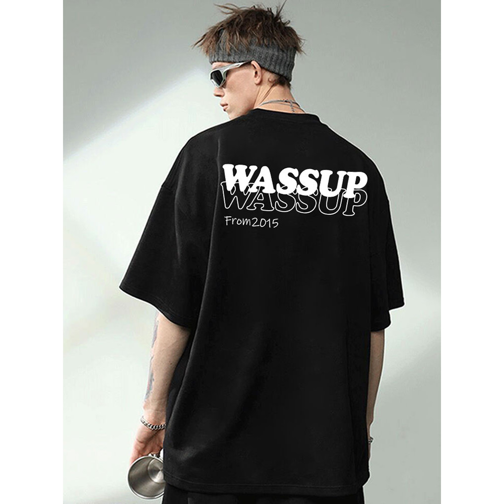 TT1เสื้อยืดผู้ชายผู้หญิง เสื้อยืดoversize ผ้าคอตตอน ลาย"wassup02" เนื้อผ้าเกรดพรีเมียม ผ้าฝ้ายใส่สบาย