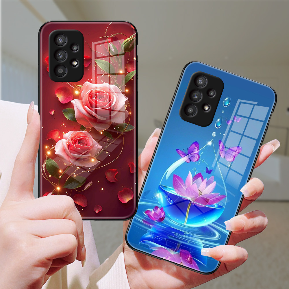 บึงใบบัวเต็ม เคส กระจก Samsung a13 a12 a11 a10s a10 a03s a03 a02 s30 ultra s21 s21fe note 10 plus j7 2018 j6 h3f1930