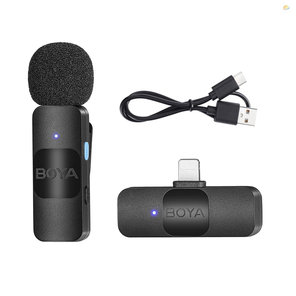 Microphones BOYA BY-V1 One-Trigger-One 2.4G Wireless Microphone System Clip-on Phone Microphone Omn