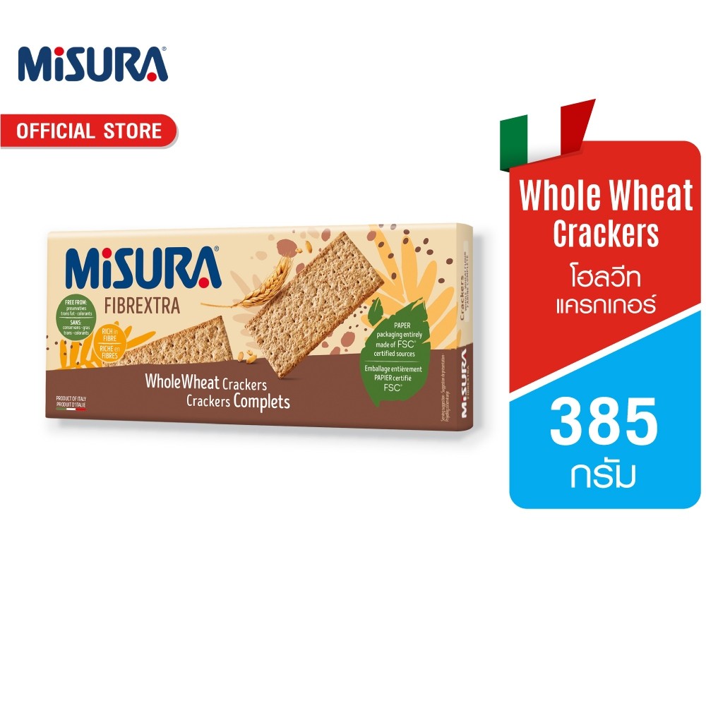 มิซูร่า โฮลวีท แครกเกอร์ 385 กรัม │ Misura Whole Wheat Crackers 385 g