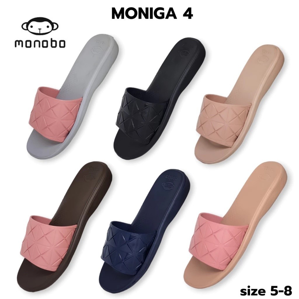 MONIGA 4 รองเท้าแตะ รุ่น MONOBO ไซส์ 5-8 สี ดำ เบจ ชมพู เทา Maksim