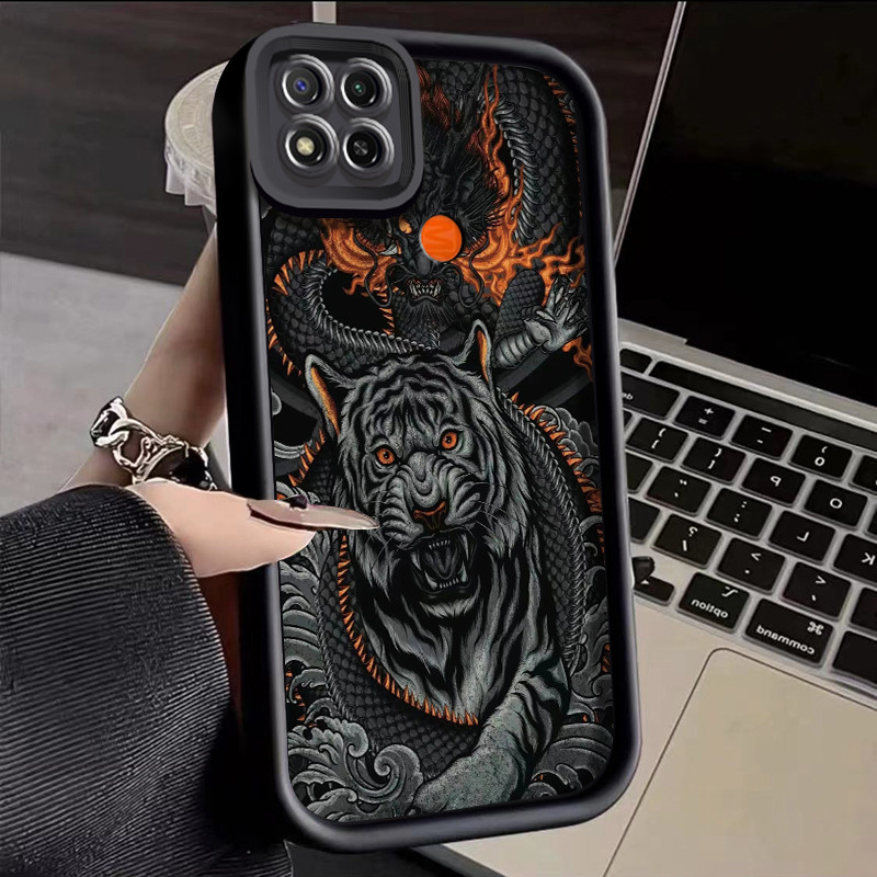 เคสสำหรับ Xiaomi Redmi 9C Redmi 9C NFC Redmi 10A POCO C31 เคสโทรศัพท์ซิลิโคนฝาครอบป้องกันลายมังกรและเสือ