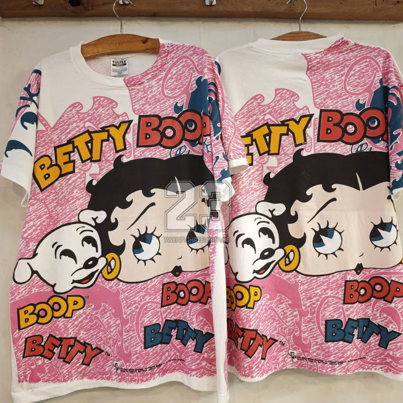 [ 23 ] BETTY BOOP OVP All Over Print ป้าย USA เสื้อวินเทจ เสื้อการ์ตูน น่ารัก vintage shirt