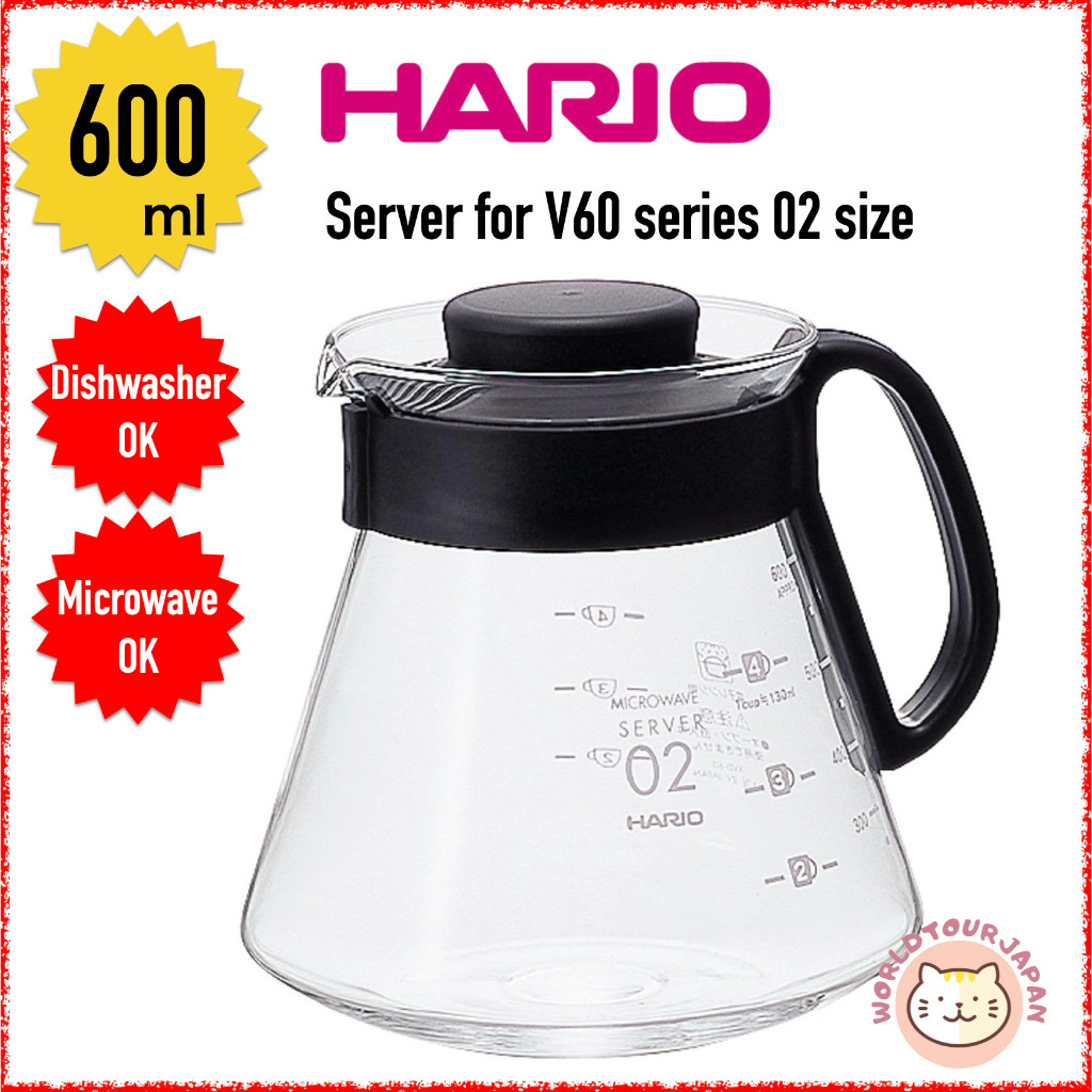 HARIO V60 02 Coffee Server Pot / 600ml / XVD-60B / Dishwasher OK / Microwave OK / Made in JAPAN [ Directly Shipped From Japan ]