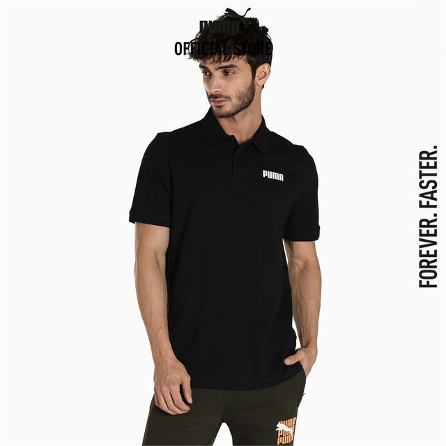 PUMA BASICS - เสื้อเชิ้ตโปโลผู้ชาย Essentials Pique Men's Polo Shirt สีดำ - 84722601