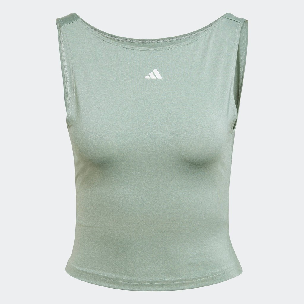 adidas เทรนนิง เสื้อกล้ามทรงครอป Yoga Studio ผู้หญิง สีเขียว HR5063