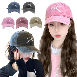 หมวกแก๊ป หมวกแก๊ปปักโบว์สีซีด มีสายปรับขนาดได้ ใส่กันแดดใส่เที่ยว งานจริงน่ารักมากเหมาะกับทุกลุค สไตล์เกาหลี