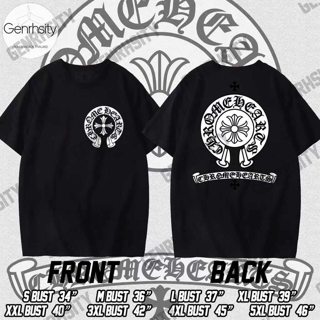 【พร้อมส่ง】เสื้อยืด ของขวัญวันเกิด Chrome Hearts เสื้อ Print Casual ผ้าCotton พิมพ์ลายแนวสตรีทผู้ชาย Black S-5XL