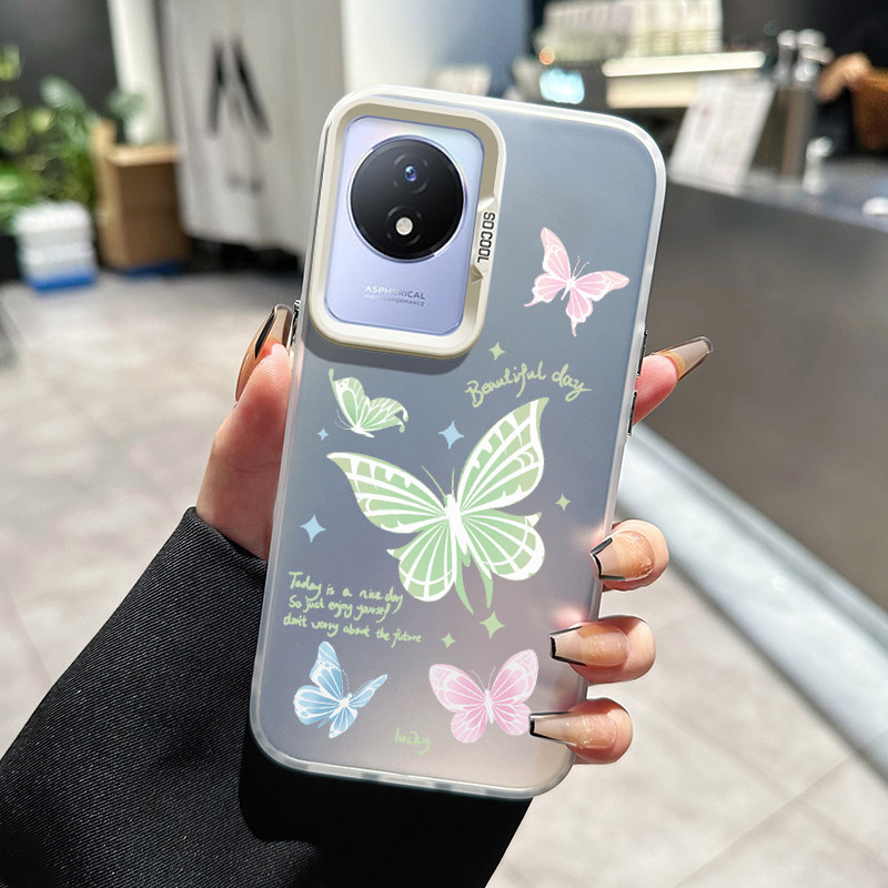 เคสสำหรับ VIVO Y02 Y02A Y02T Y11 2023 Y02s เคสใหม่เคสโทรศัพท์บางเฉียบพร้อมเคสป้องกันซิลิโคนรูปผีเสื้อใส