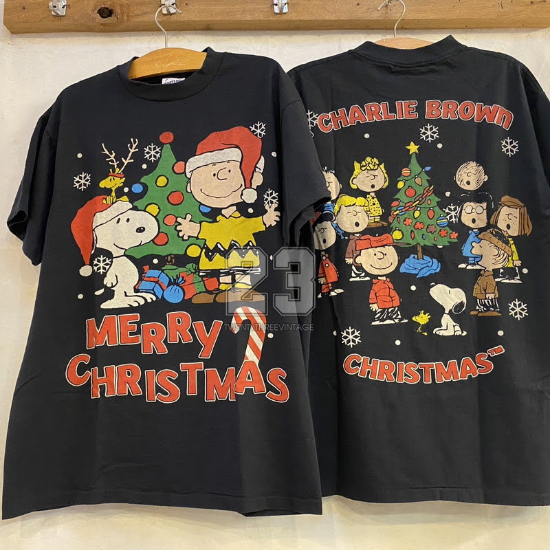 [ 23 ] CHRISTMAS peanut Snoopy Charlie Brown tag bootleg แท้ เสื้อวินเทจ เสื้อการ์ตูน คริสมาสต์ vintage shirt
