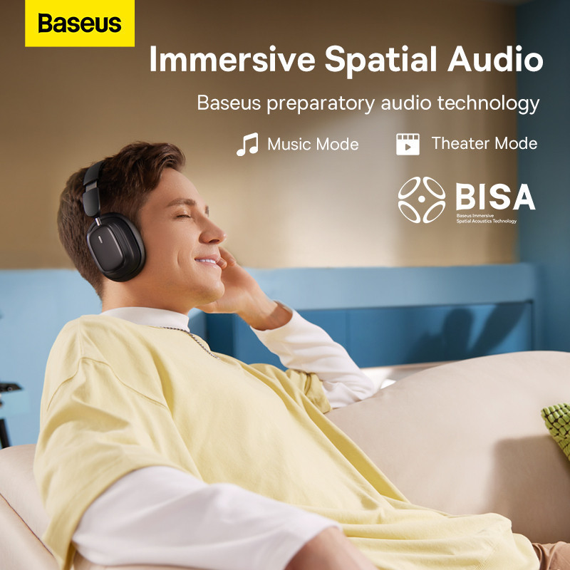 Baseus หูฟังบลูทูธไร้สาย รุ่น Bowie H1i (แถมฟรี สายเคเบิล Type-C 3A 0.3 ม. สีขาว + สายอะแดปเตอร์เสียง 3.5 มม. รูปที่ 4