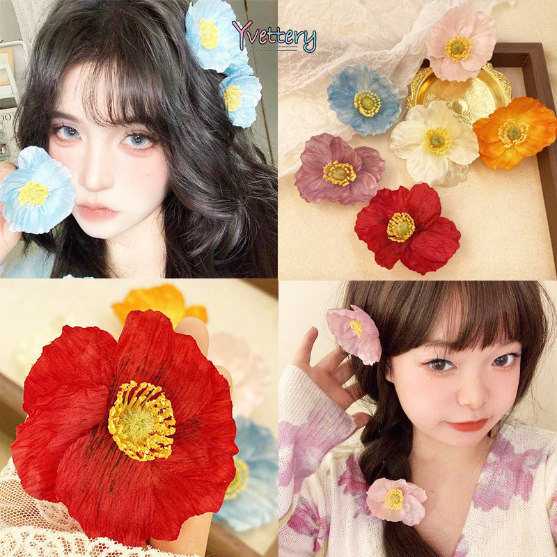 ร้านค้าไทย🔥กิ๊บติดผม กิ๊บดอกไม้ สีแดง หวาน แฟชั่น หน้าม้า สไตล์เกาหลี คลิปด้านข้าง สําหรับผู้หญิง หลายสีให้เลือก