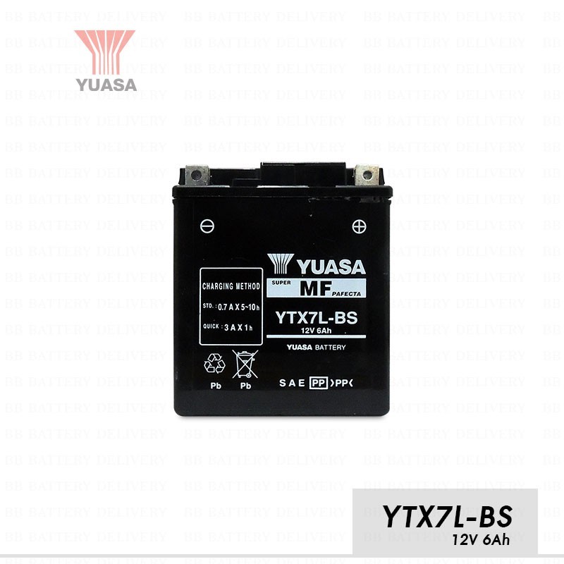 แบต BIGBIKE แบตเตอรี่ BIGBIKE แบตมอเตอร์ไซค์ บิ๊กไบค์ YUASA YTX7L-BS 12V 6Ah