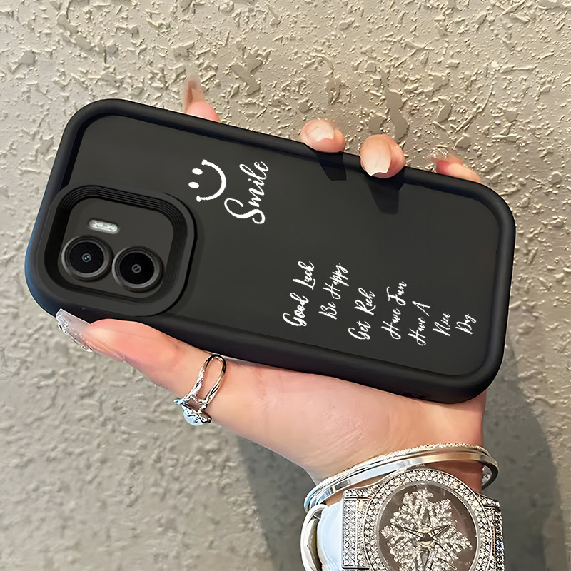 เคสสำหรับ Xiaomi Redmi A1 Redmi A2 เคสโทรศัพท์กันกระแทกซิลิโคนลายหน้ายิ้มแบบเรียบง่าย