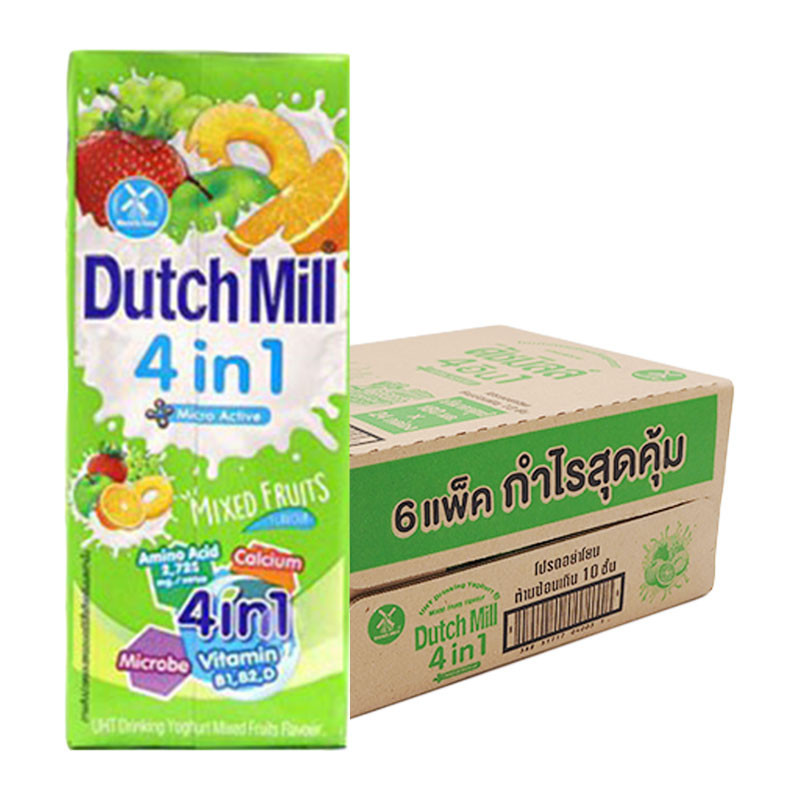 ดัชมิลล์ นมเปรี้ยว ยูเอชที รสผลไม้รวม 180 มล. x 24 DUTCH MILL Drinking Yoghurt UHT Milk Mix Fruit 180 ml x 24