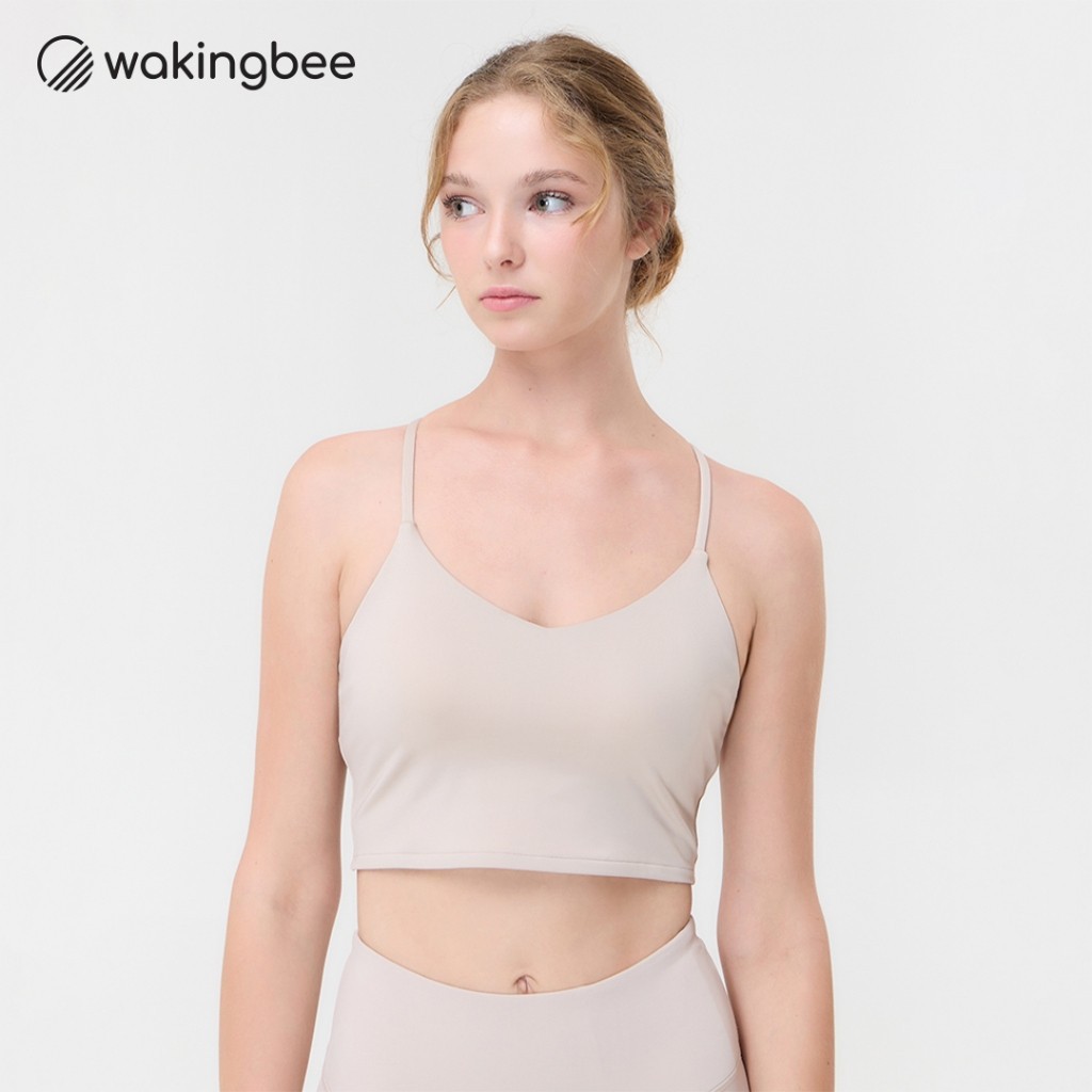 Wakingbee Serene Bra (Ivory) สปอร์ตบรา ทรงคร้อป พรางหุ่น สายหลังไขว้ ผ้านุ่ม ยืดหยุ่นดี แห้งไว ใส่สบาย มีฟองน้ำ