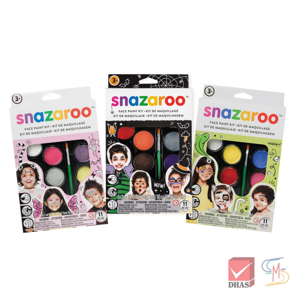 Snazaroo สีเพ้นท์หน้า Face paint kit 8 สี แถมฟรี! พู่กันและฟองน้ำ จำนวน 1 กล่อง