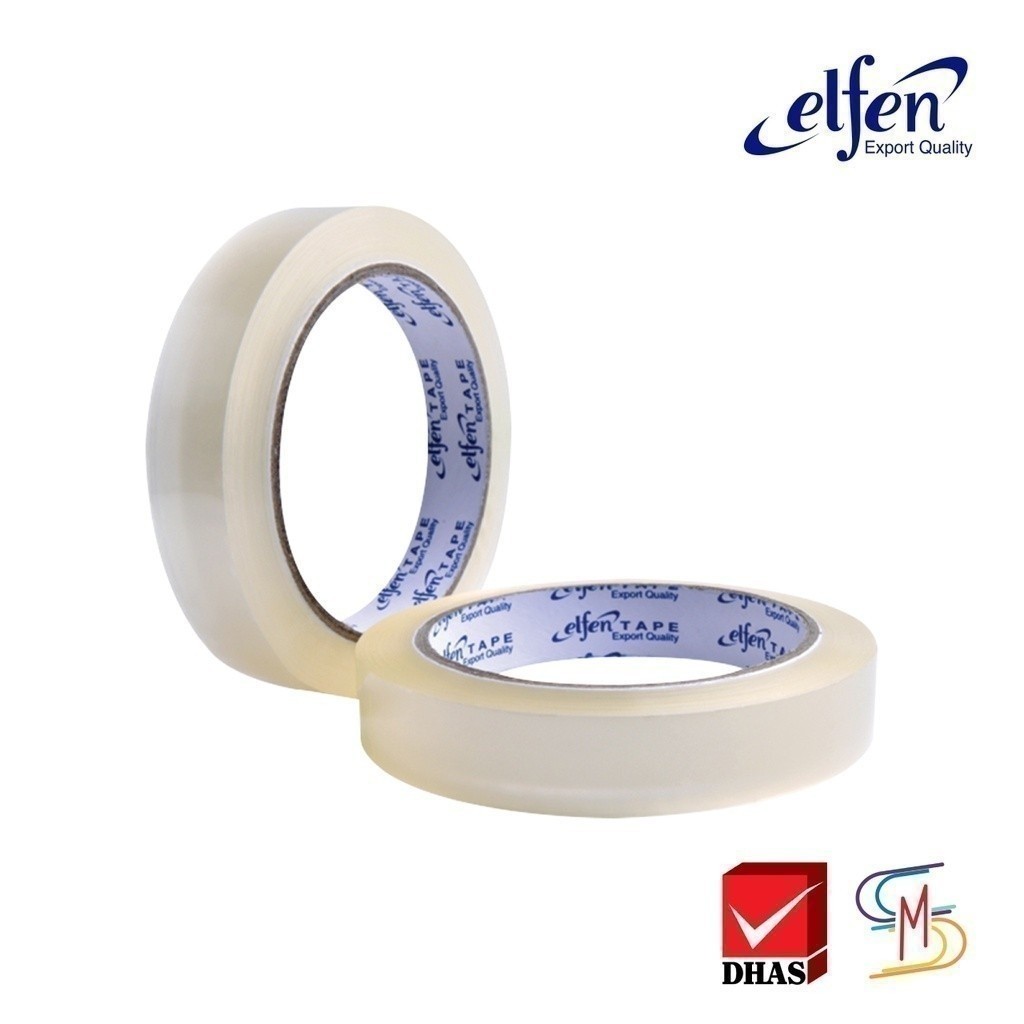 Elfen เทป เทปใส เทปกาว แกน 3 นิ้ว ขนาด 18 มม x 72 หลา จำนวน 1 ม้วน