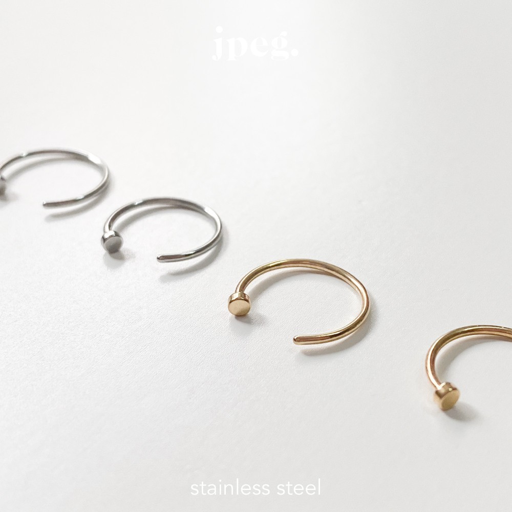 JPEG - Dot Curve Earring (Stainless Steel) ต่างหูไร้แป้น