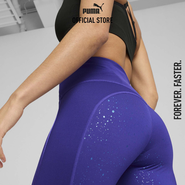 PUMA TRAINING - กางเกงรัดรูปเอวสูงผู้หญิง INTERGALACTIC 7/8 สีฟ้า 52579727