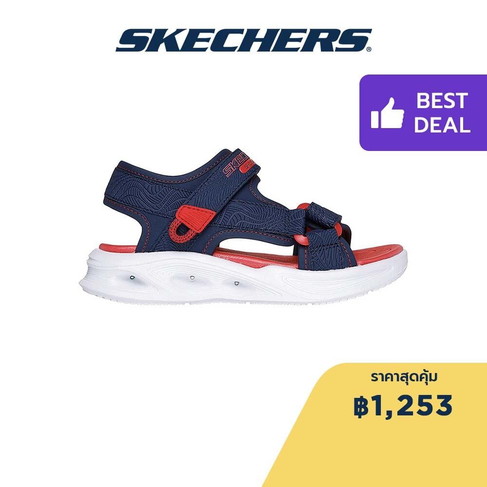 Skechers สเก็ตเชอร์ส รองเท้าแตะเด็กผู้ชาย Boys S-Lights Sola Glow Sandals - 401673L-NVRD