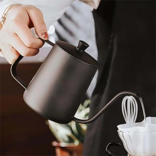 กาดริปกาแฟ สแตนเลส สีเงิน/สีดำ 250ml/350ml/600ml Stainless Pour-Over Coffee Drip Pot