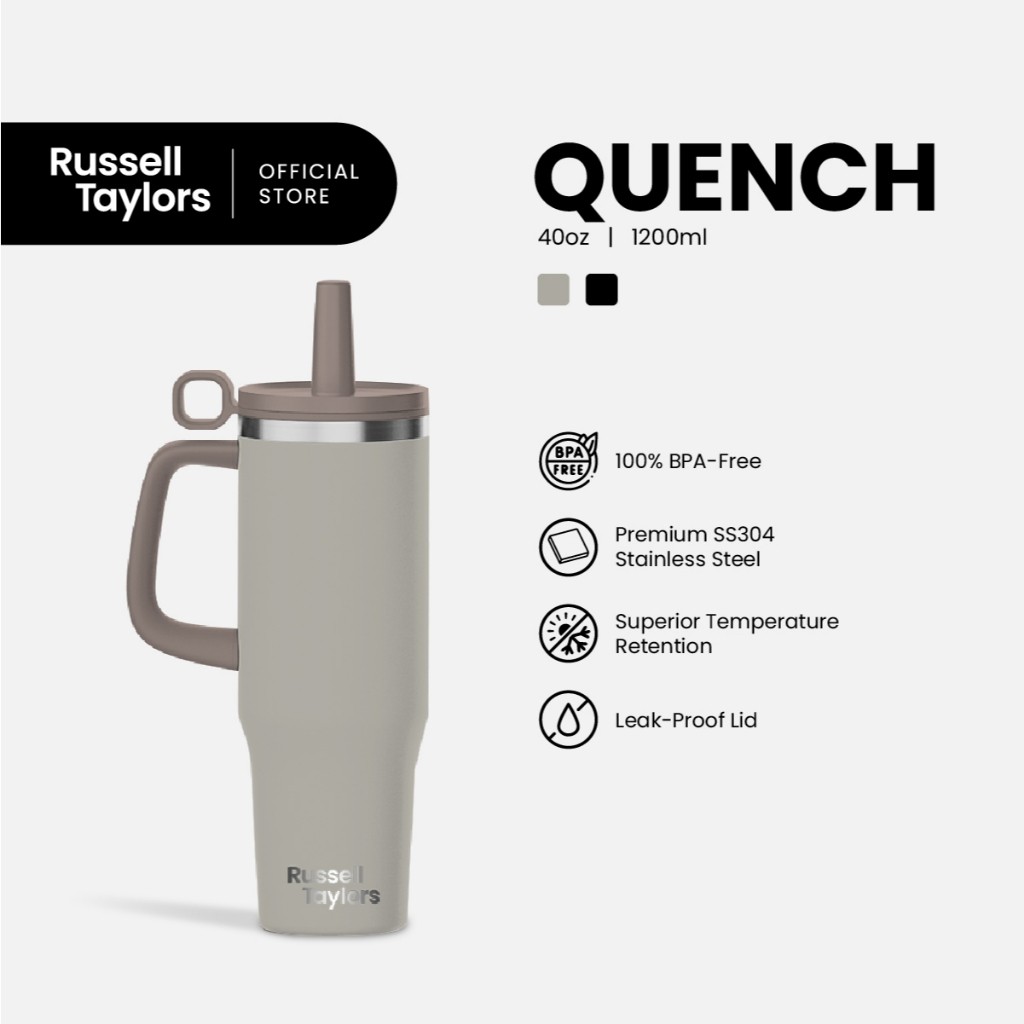 Russell Taylors QUENCH Travel Bottle (1200ml/40oz) - ขวดน้ำสำหรับเดินทาง ปราศจาก BPA มีฉนวนกันความร้อน ป้องก SS304