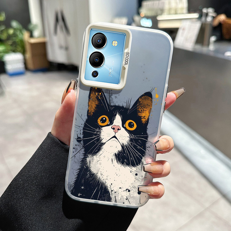 เคสสำหรับ Infinix Note 12 G96 เคสฝาครอบป้องกันตกป้องกันโปร่งใสเคสมือถือลายแมวตลก