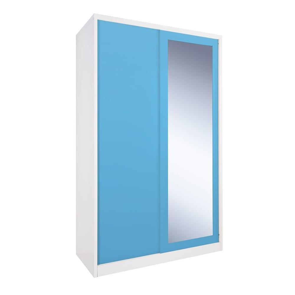 ตู้เสื้อผ้าบานเลื่อนทึบ KIOSK BW-02 สีขาว สีฟ้า เฟอร์นิเจอร์ห้องนอน ตู้เสื้อผ้า WARDROBE WITH SLIDIN