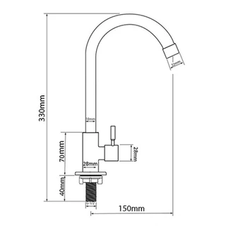MARINE ก๊อกซิงค์ตั้งพื้น คอ C SS304 รุ่น SMOKE ECO Line MR-DHSN16E |ZWF|
